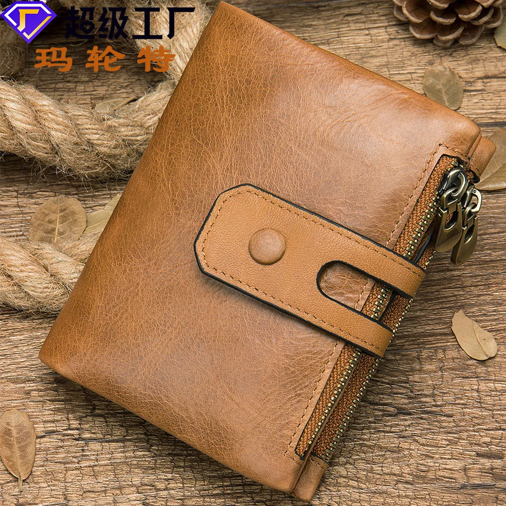 

Marrant Fashion Double Zipper Buckle Cowhide Men's Wallet Top Bag Zero Men