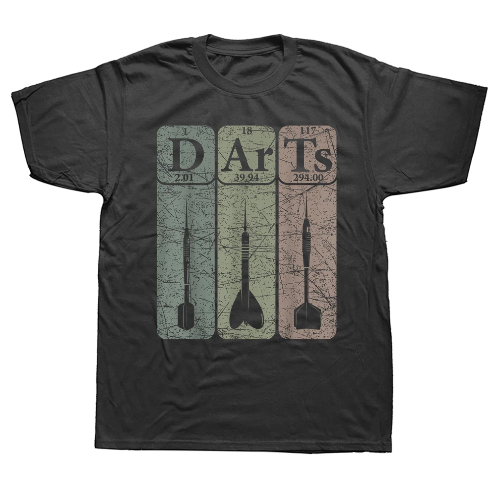 Lustige Darts Periodensystem Retro T-Shirts für Männer und Frauen aus reiner Baumwolle, Humor Streetwear T-Shirt, Kurzarm, Unisex, lockere Kleidung