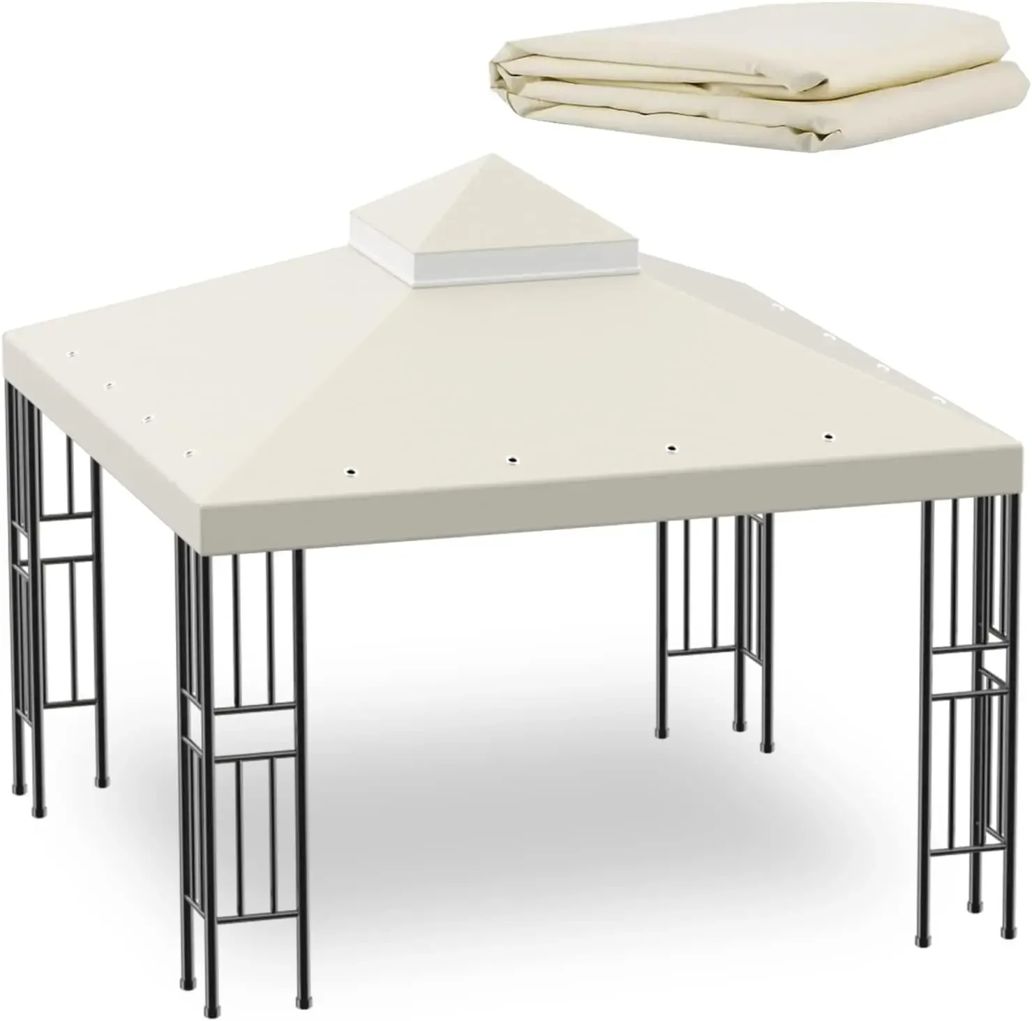 Description Picture 6 of itemSumfaller 10x10 FT Gazebo Replacement Canopy Top Cover Double Tiered Canopy Top Cover for Outdoor BBQ Roof Cover Grill Shelter