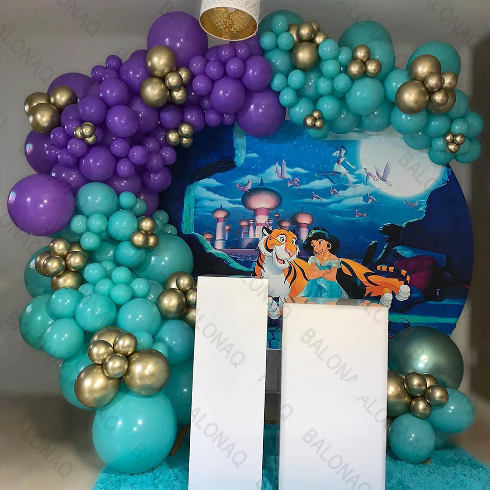 

1set Disney Aladdin Balls Lamp Theme 5/10inch Chrome Metal Latex Balloons Arch Garland Kit Girl's Birthday Party Decoration