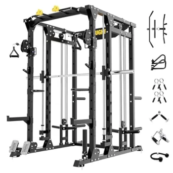 F4 Smith Machine Power Cage with Adjustable Cable Crossover System All-in-One Squat Rack Training Equipment for Home Gym in Bla 1