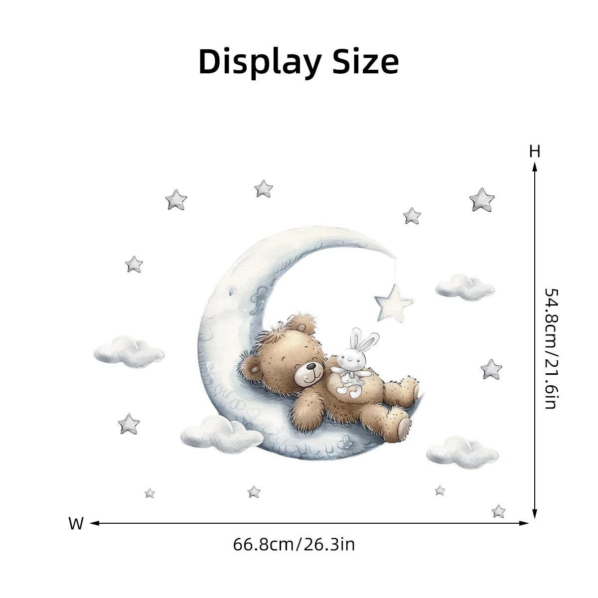 Cartoon Star Moon Sleep Bear Wall Stickers 1Pc for Kids Baby Room Decor Home Decoration Bedroom Living Room, wall stickers,luminous wall stickers,vinyl decal stickers,children room decoration