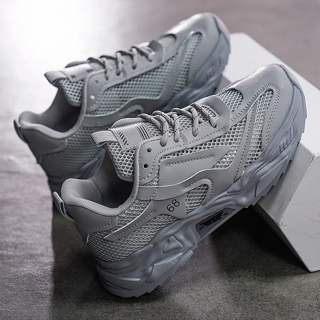 Men's Breathable Mesh Sneakers, Casual Sports Shoes, Pvc Sole, Round Toe Design, Low-Top Style, Suitable for Spring and Summer Casual Sports Style