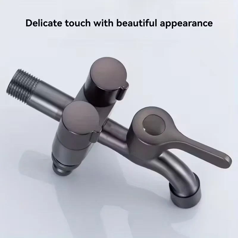 Multifunction Three Tap Faucet Dual Control Double Outlet Angle Valve Flushing Spray Three Way Water Tap Easy To Install