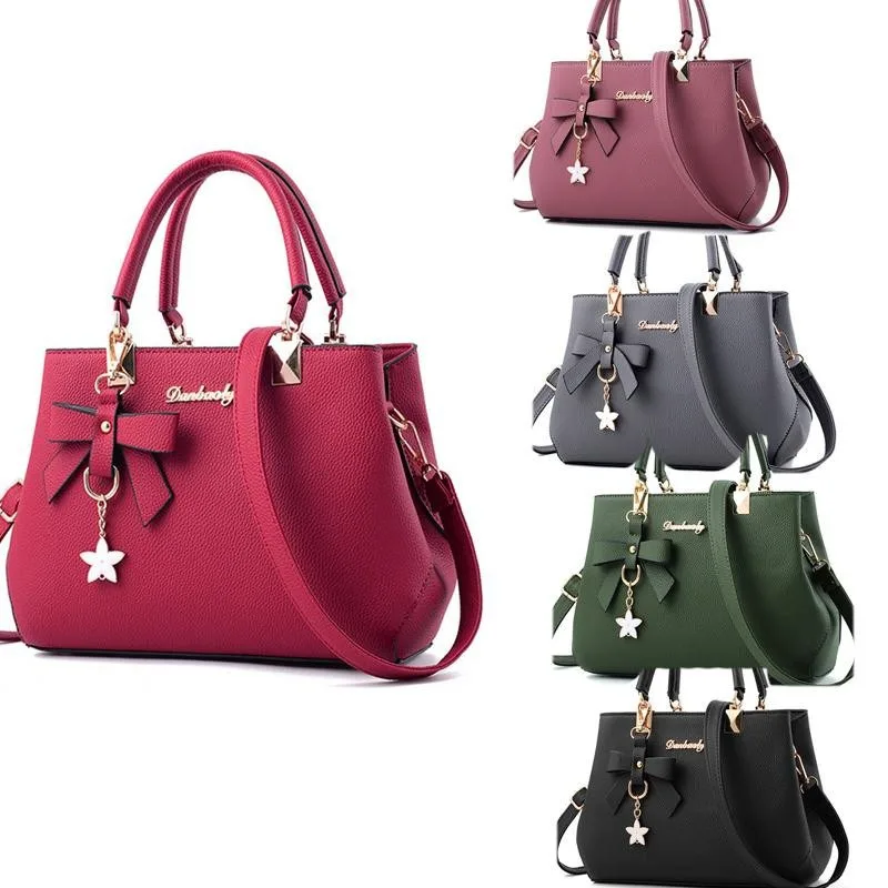 Yogodlns Elegant Women Messenger Bags with flower pendant Office Ladies Totes Pure Leather Handbag for female Crossbody Shoulder 4