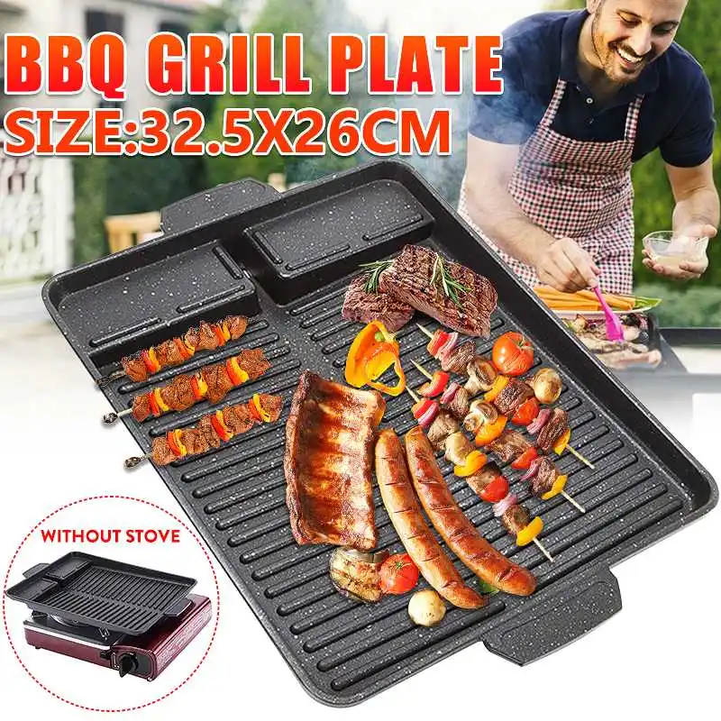 Home Bbq Plate Camping Korean Style Travel Cooking Non Stick Hot Induction  Grill Pan Indoor Outdoor Smokeless Rectangular Baking - Barbecue Dish -  AliExpress