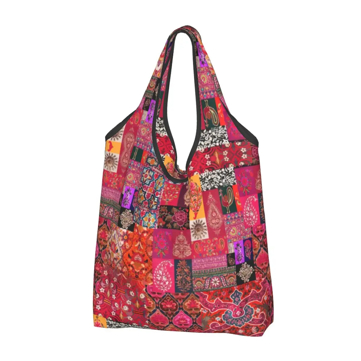 

Kawaii Bohemian Traditional Oriental Moroccan Collage Style Shopping Tote Bag Portable Grocery Shoulder Shopper Bag