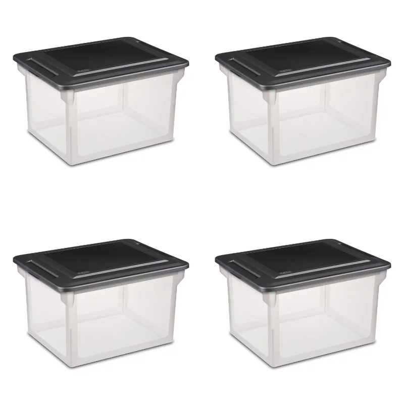 

Sterilite Plastic File Box Black, Set of 4 storage box organizer box storage containers