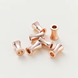Gold Plated Brass Cylindrical Spacer Beads - High Quality Jewelry Accessories (Set of 20) - 5 x 10mm (Rose Gold)