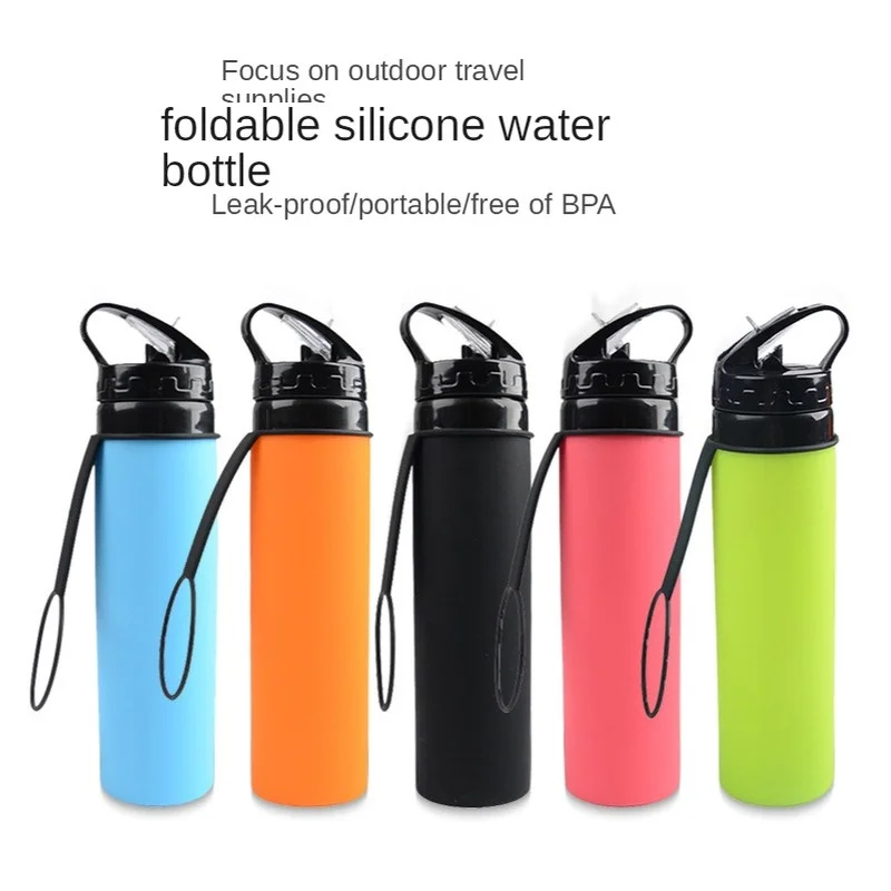 

600 мл кружка для воды для велоспорта на открытом воздухе, новый продукт, портативная складная силиконовая сумка для воды, рекламный подарок на заказ, Спортивная бутылка