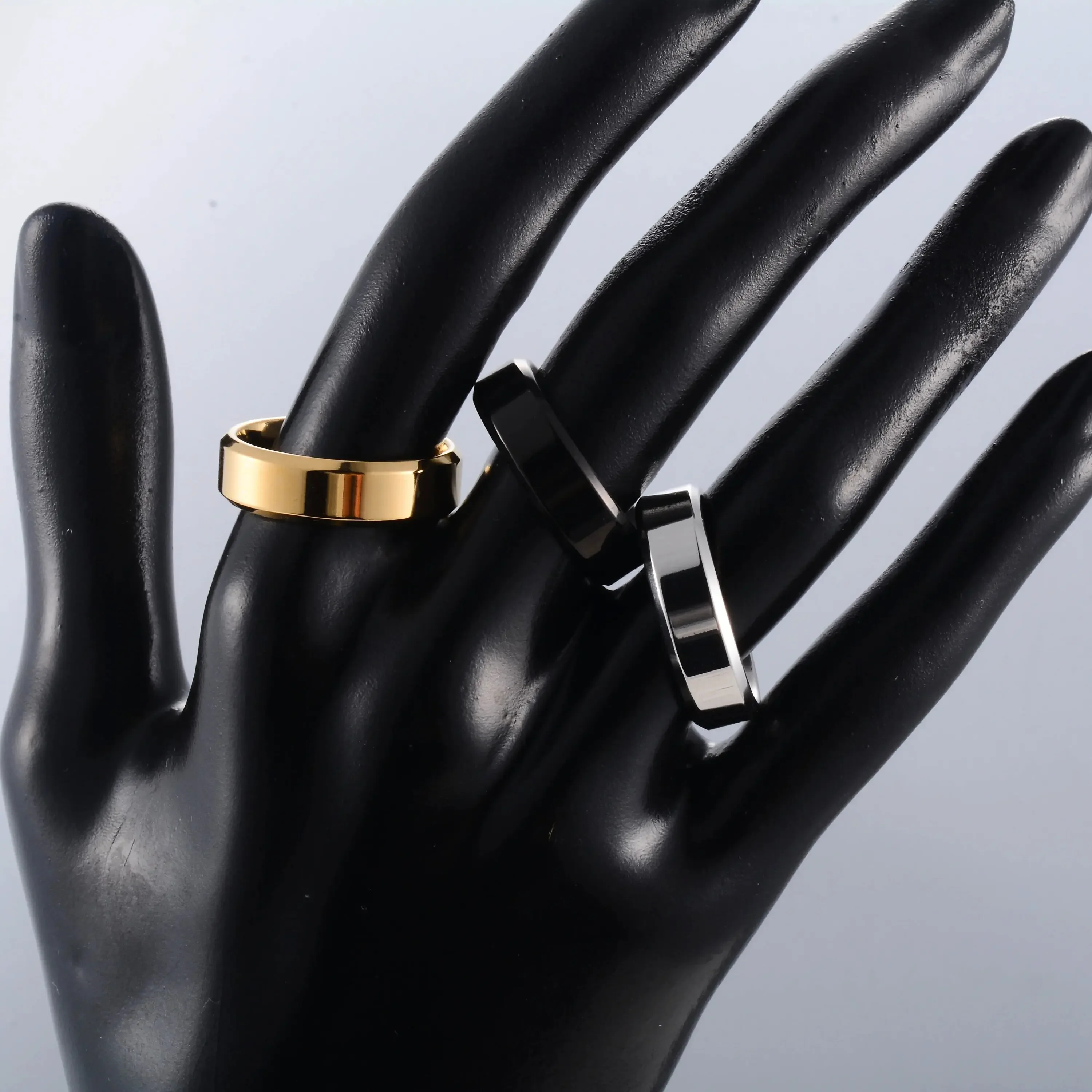 Shiny 6mm Stainless Steel Ring New Fashion Flat Surface Metal Classic Couple Man Jewelry Accessory