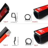4 Meters Shape B P Z Big D Car Door Seal Strip EPDM Rubber Noise Insulation Weatherstrip Soundproof Car Seal Strong Adhesive 1
