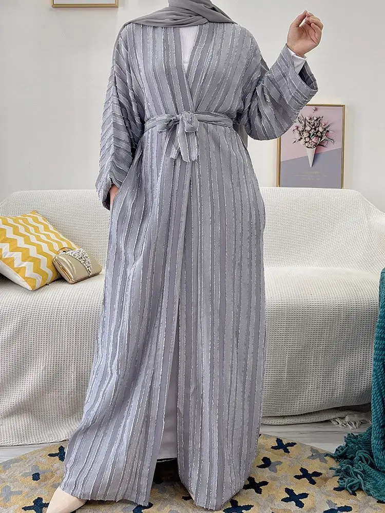 

Special Price Clearance Promotion Fashion Striple Stitch Muslim Peignoir Robes Syari Dubai Female Abaya Muslim Dress With Belt