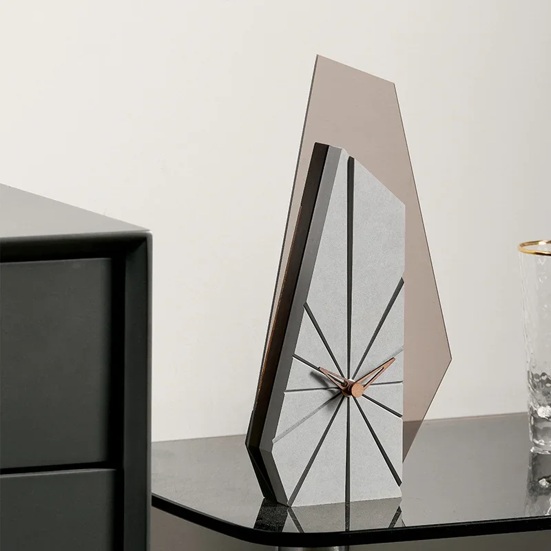 Modern Design Desk Clock Living Room Decoration Dried Flower Ornament Home TV Cabinet Accessories Creative Art Table Clock