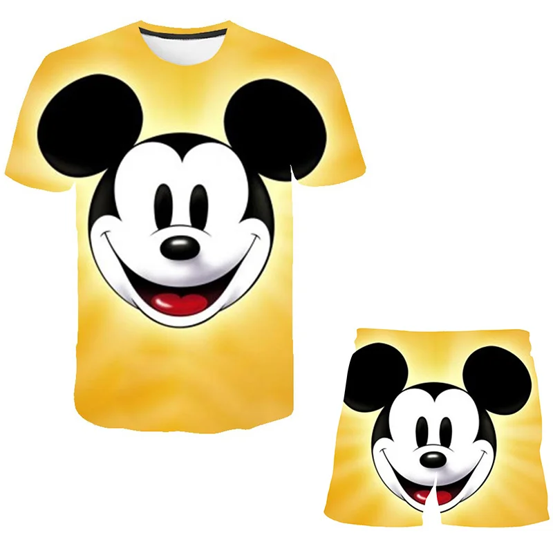 

Baby Summer Disney Mickey Clothing Sets Mickey Mouse Girls T Shirts + Short Pants 2pcs Kids Cartoon Costumes Outfits 1-14 Years