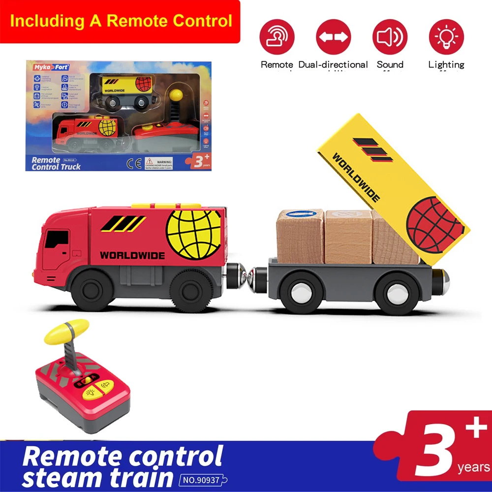 Treno elettrico magnetico telecomandato compatibile con auto giocattolo pista in legno treno per bambini pista per auto giocattoli regalo W01  26