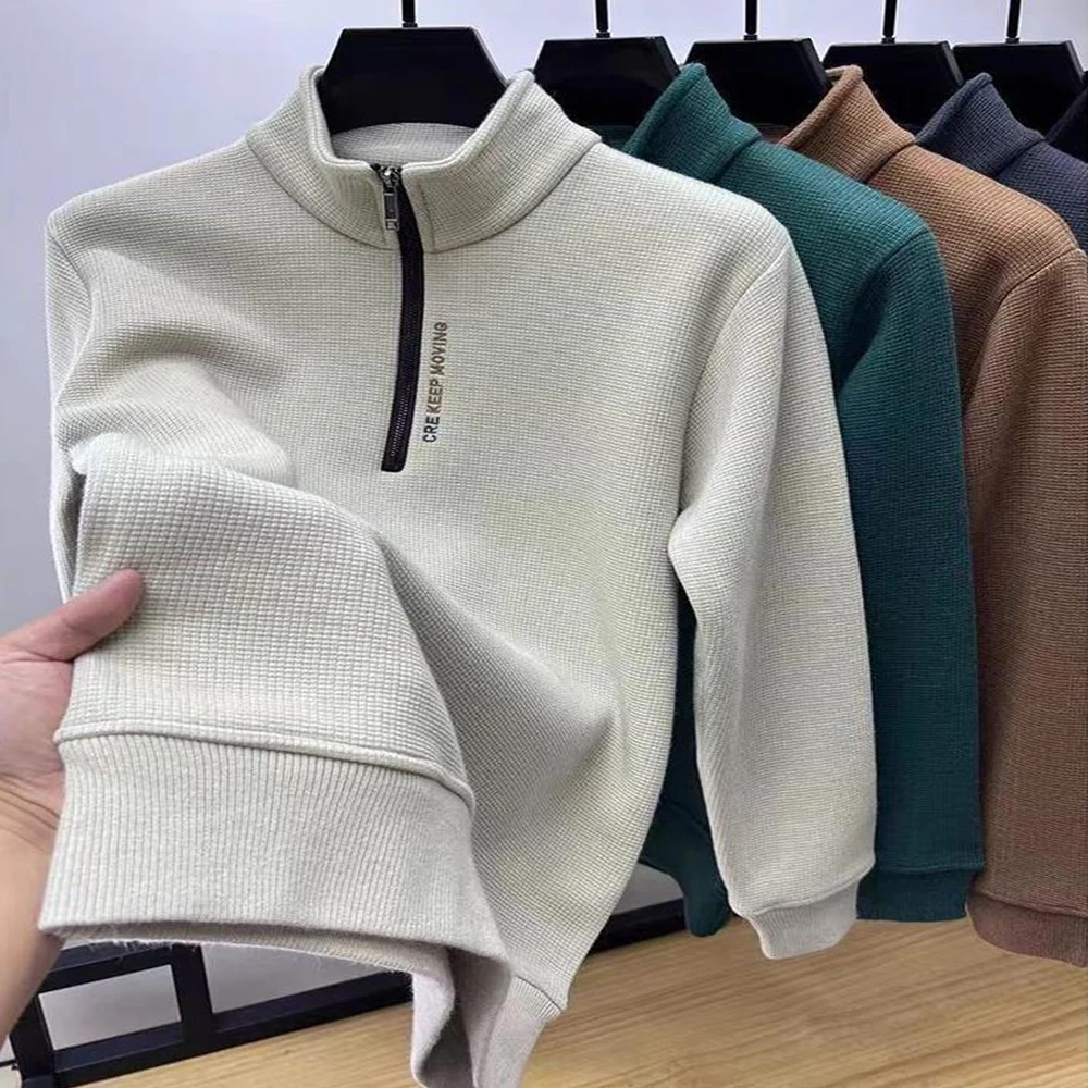 

Autumn Winter Men's Sweater Half Zipper Thickening Knitwear Warm Sweaters Fashion Men Clothing Turtleneck Sweater Pullover Tops