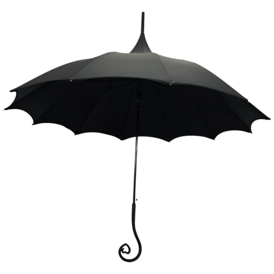 Wing Auto Open Umbrella with Heart of Darkness Handle Gothic Pagoda Top Design 12 Rib Windproof Waterproof UV Protection 41 Larg