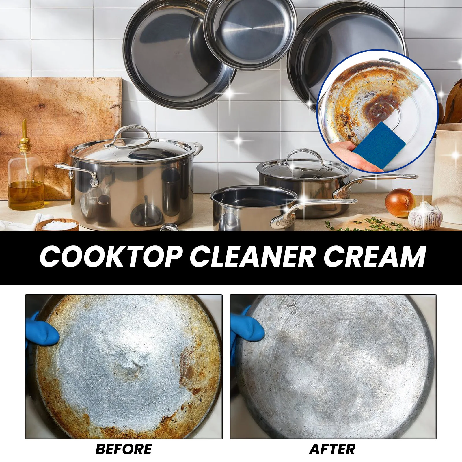 Pot Pan Cleaning Cream Pot Bottom Polishing Remove Black Scale Burn Marks Cleaner Kitchen Oil Cleaning Cookware Blackening Agent oil cleaner kitchen cleaner