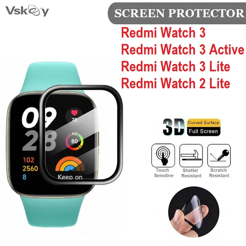 

100PCS 3D Curved Soft Screen Protector for Xiaomi Redmi Watch 3 Active / 3 Lite /2Lite Smartwatch Full Cover Protective Film