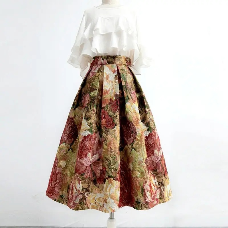 Celebrity high-end temperament medium length bottomed skirt  2402 main image 1