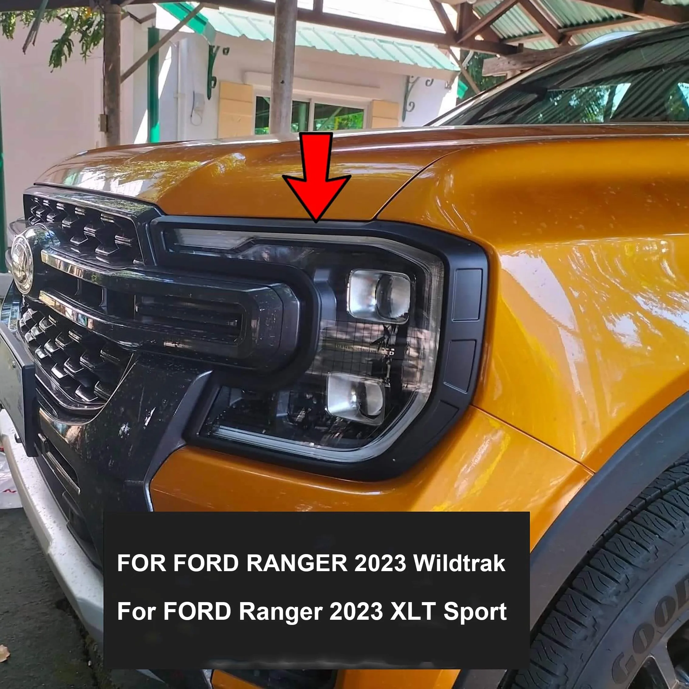 ABS Front Head Lights Lamp Cover Head Lights Surround Trim For Ford Ranger WILDTRAK SPORT XLT Light Protector For car accessories