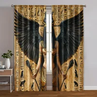 2pcs, Curtains&Window Treatment 2D print with the goddess Isis_ pharaohs and hieroglyphics Polyester (without rod) Festive Use 1