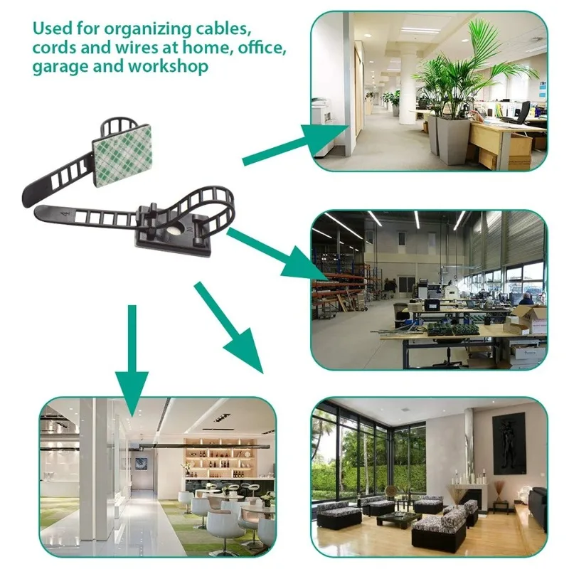 5PCS Adjustable Cable Organizer Wire Power Cord Car Cable Tie Self Adhesive Fixed Holder Mouse Keyboard Cord Management