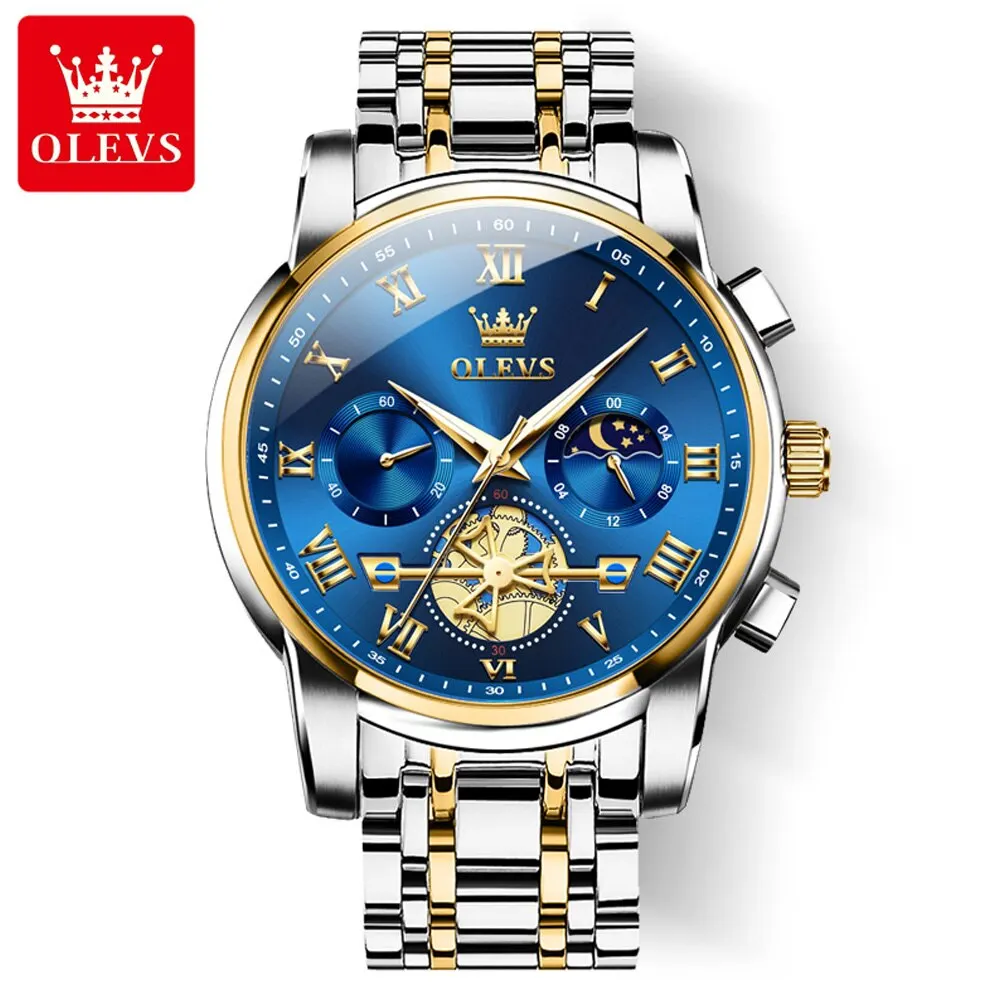 OLEVS Luxury Roman Dial Luminous Quartz Chronograph Men's Watch