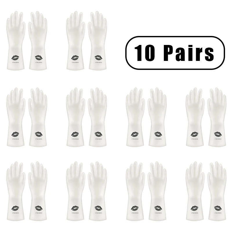 thumbnail image 1 of 10 pares de guantes de limpieza de PVC, impermeables, resistentes al desgaste, antideslizantes, material de látex, para tareas domésticas, lavado de ropa, platos, cocina, 1 of 5