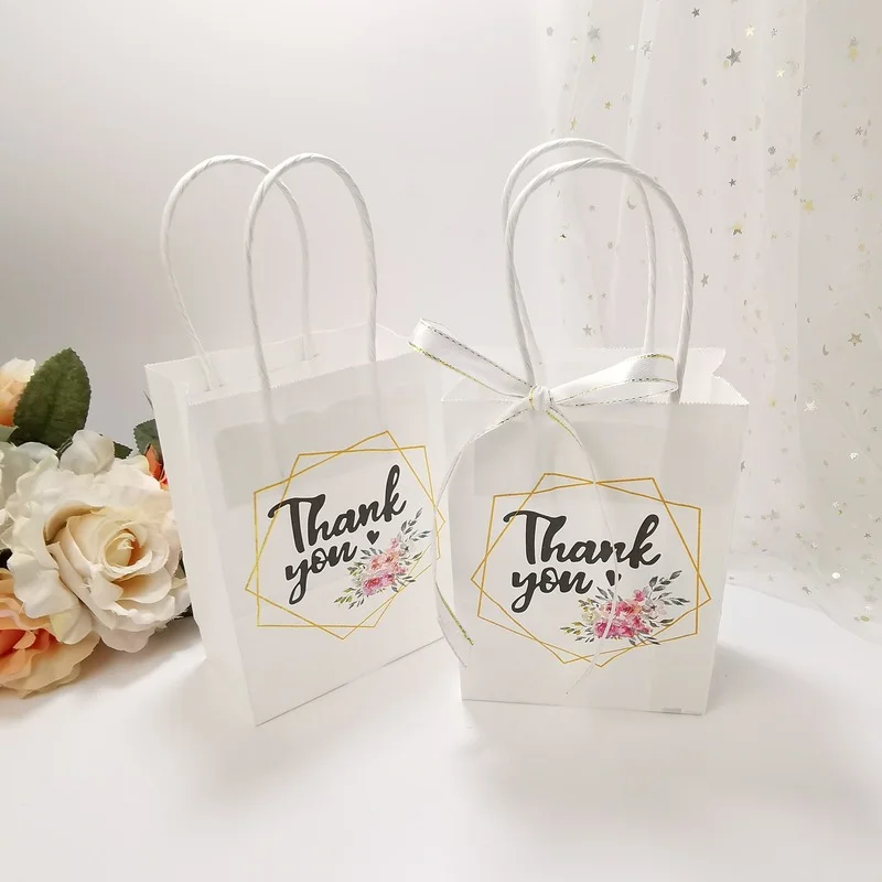 24 Pcs Thank You Wedding Gift Bags Bulk Wedding Paper Gift Bag with Handles  Thank You Paper Bags Wedding Welcome Bags Wedding Favor Bags for Guests