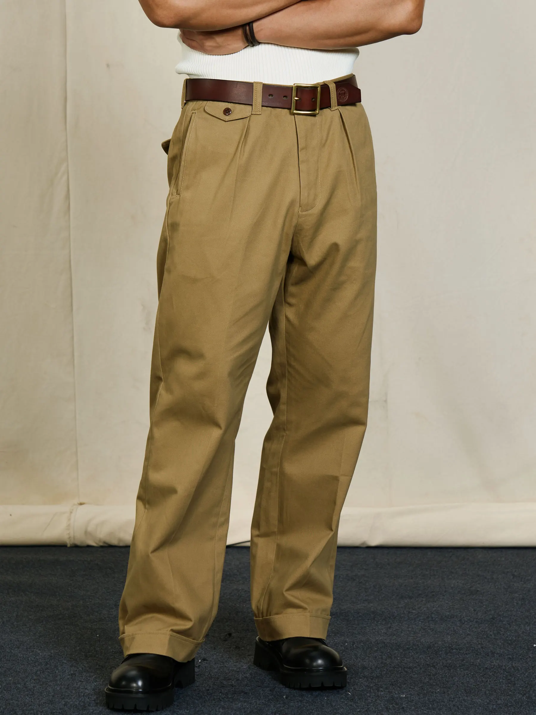 Vintameri American Retro Khaki Pants Wide Leg Straight Casual Military Sle Breathable Cotton Long Trousers for Youth