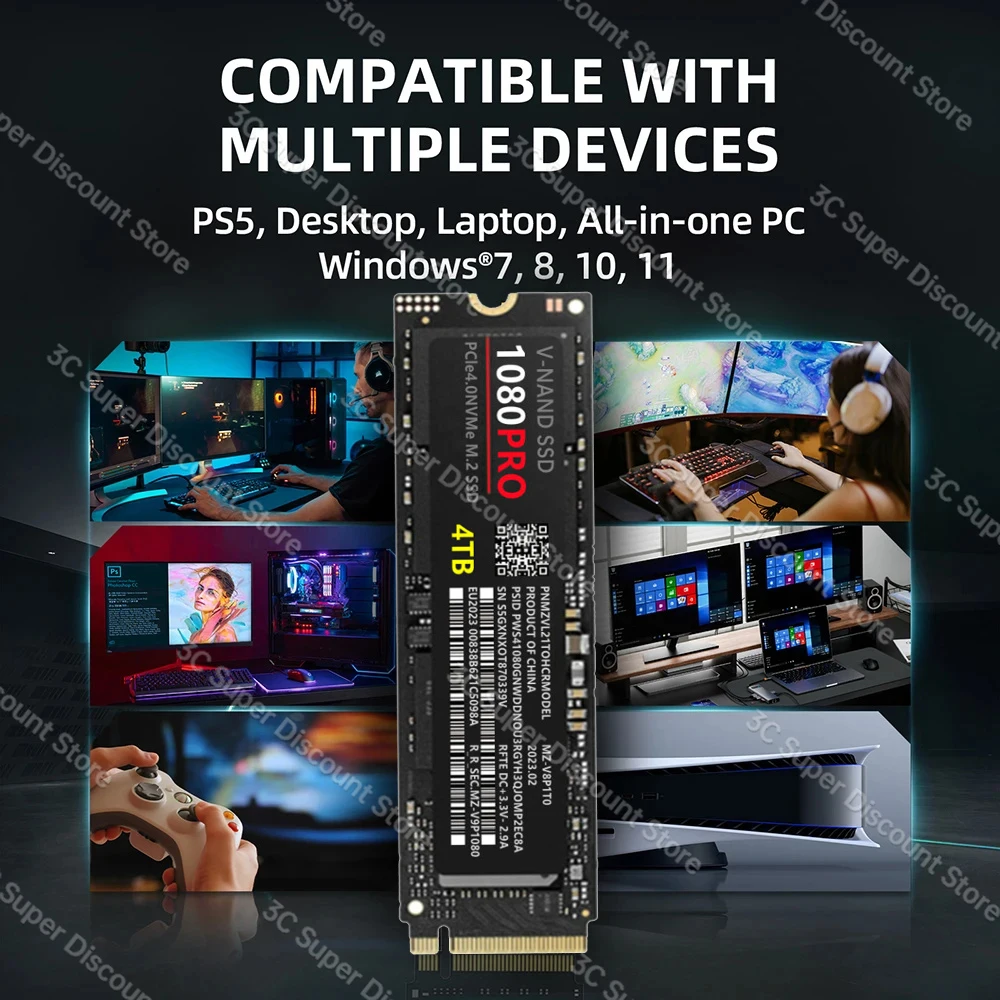 1080 PRO  Ʈ SSD -NGFF  귣 M2 2280 PCIe 4.0 NVME б 13000 MB/S ָ Ʈ ϵ ũ, ũž, PC, PS5 ƮϿ