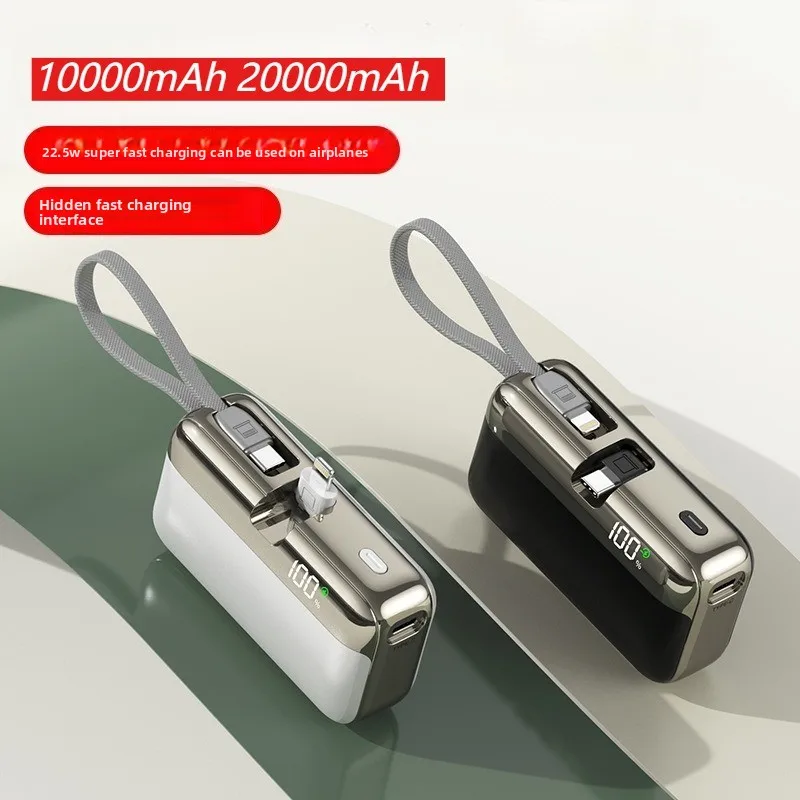 Power Bank Mini da 20000mAh 22.5W con Ricarica Rapida, Cavo Integrato, Caricabatterie Esterno Portatile per iPhone e Xiaomi