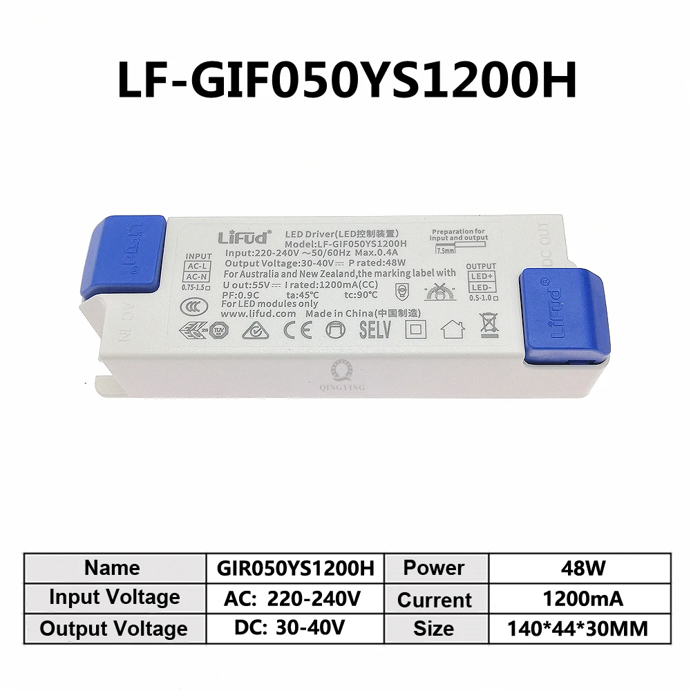 LiFud LED Driver 48W 1200mA DC 30-40V AC220-240V LF-GIF050YS1200H Transformer LED Driver Panel Power Supply for LED Luminaire