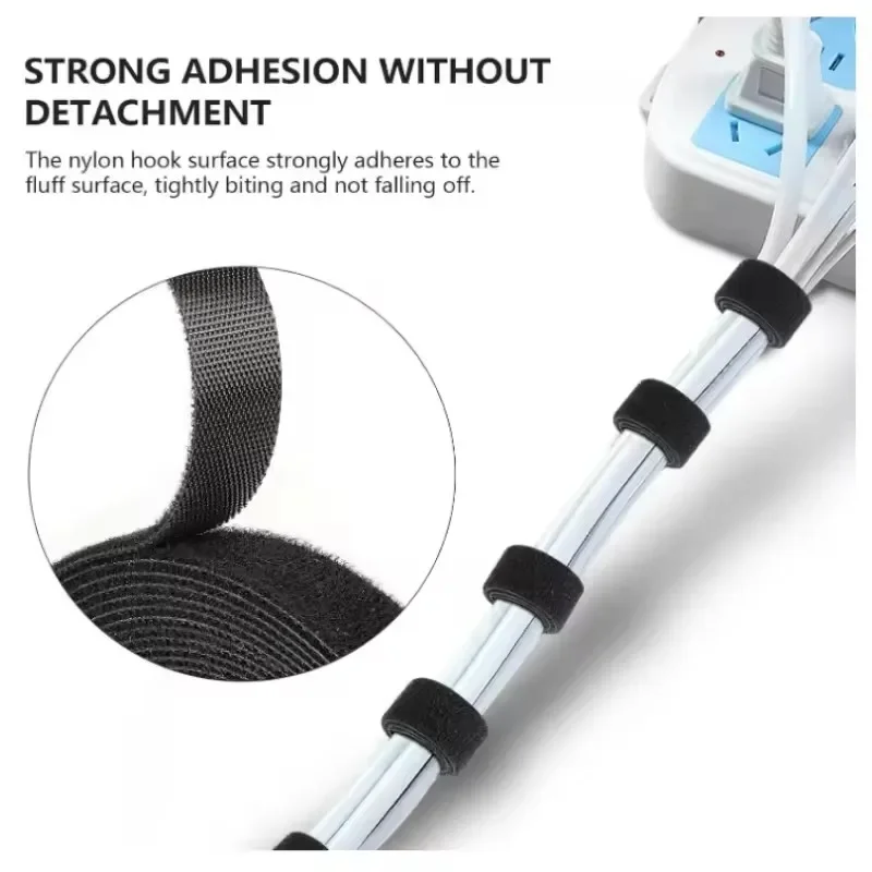 1/5M Cable Manager Data Cable Storage Artifact Velcro Reusable Cable Tie Nylon Free Cut Desk Wire Organizer Cable Binding Tape 4