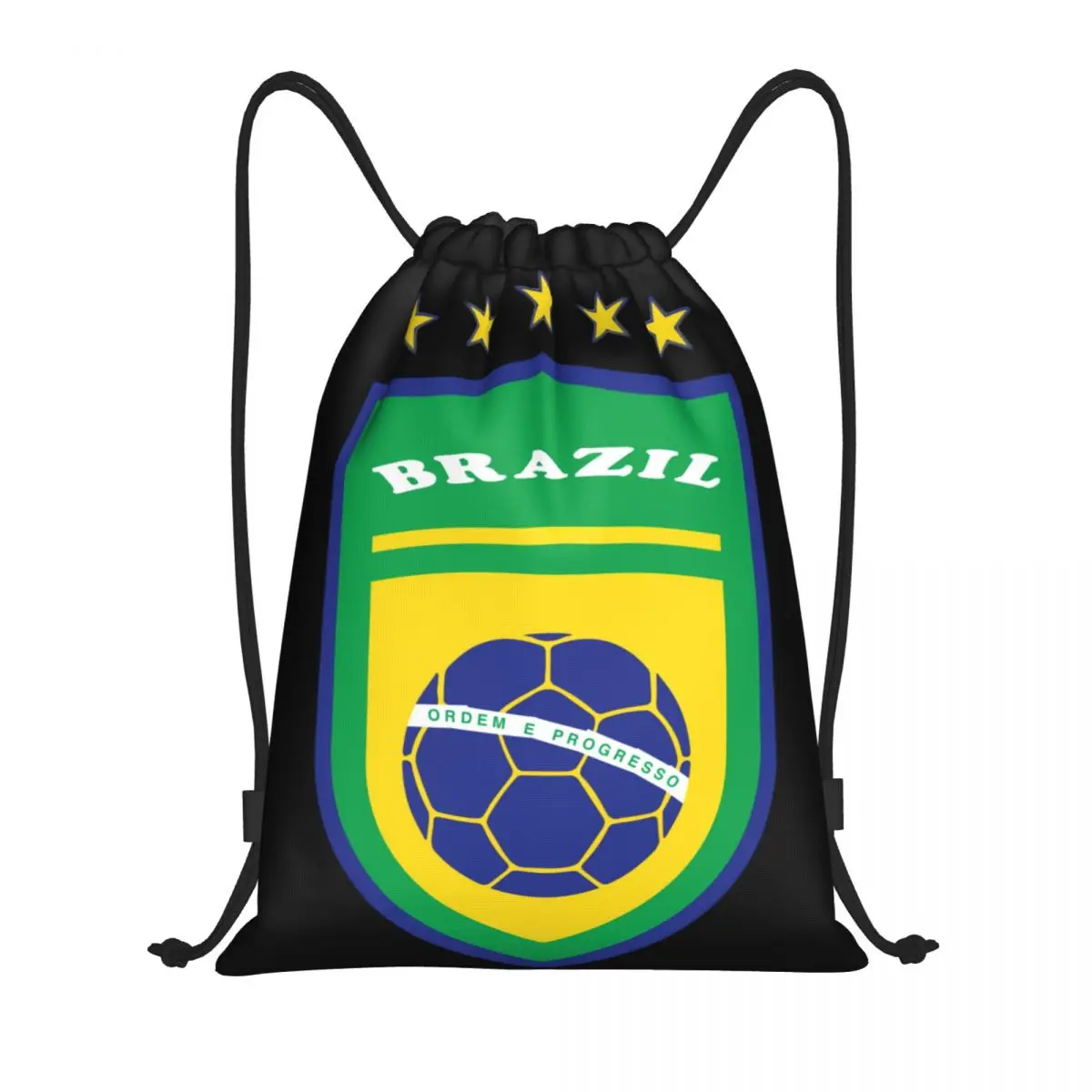 

Flag Of Brazil Football Drawstring Backpack Women Men Sport Gym Sackpack Foldable Brazilian Proud Shopping Bag Sack