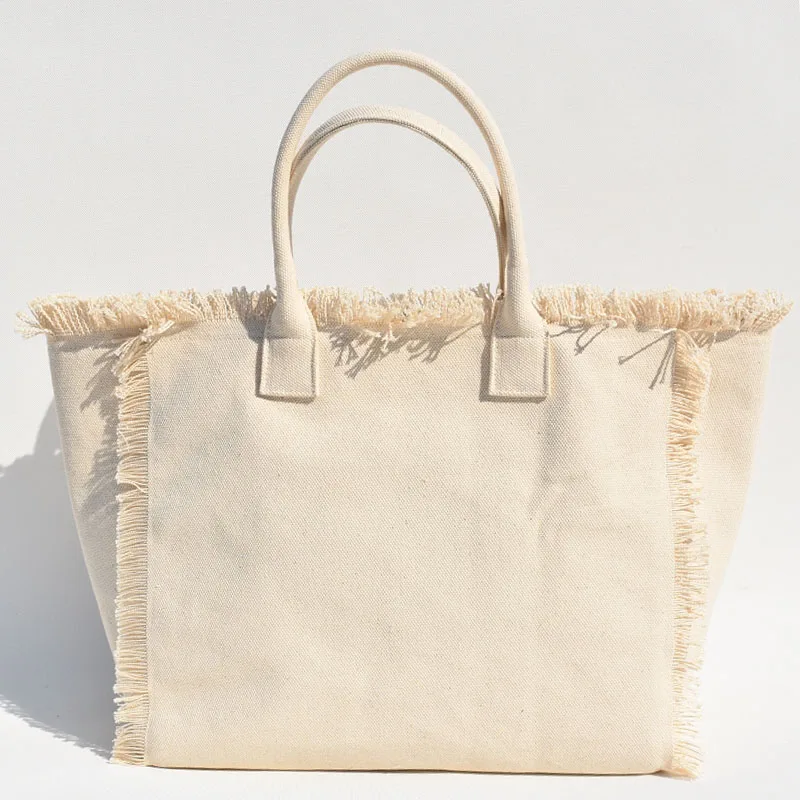 Ladies Cotton Can Be Wholesale Custom Trademark Fringed Frilly Design Canvas Bag Casual Tote Bag