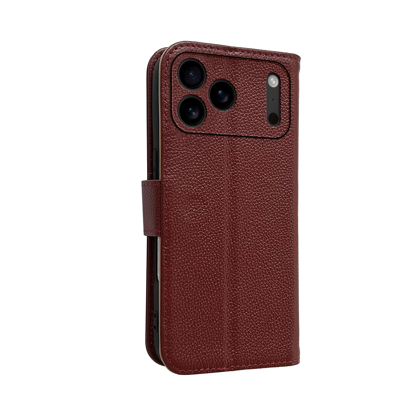 Genuine Cowhide Leather Flip Wallet Case with Card Holder and Lens Bumper