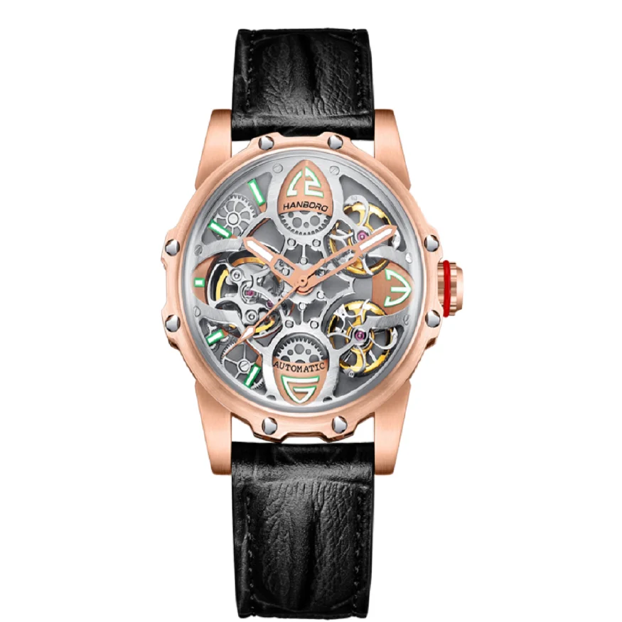 

2023 new Hanboro Hollow flywheel Automatic Mechanical Watches personality elegant luxury lady watch luminous fashion women Watch
