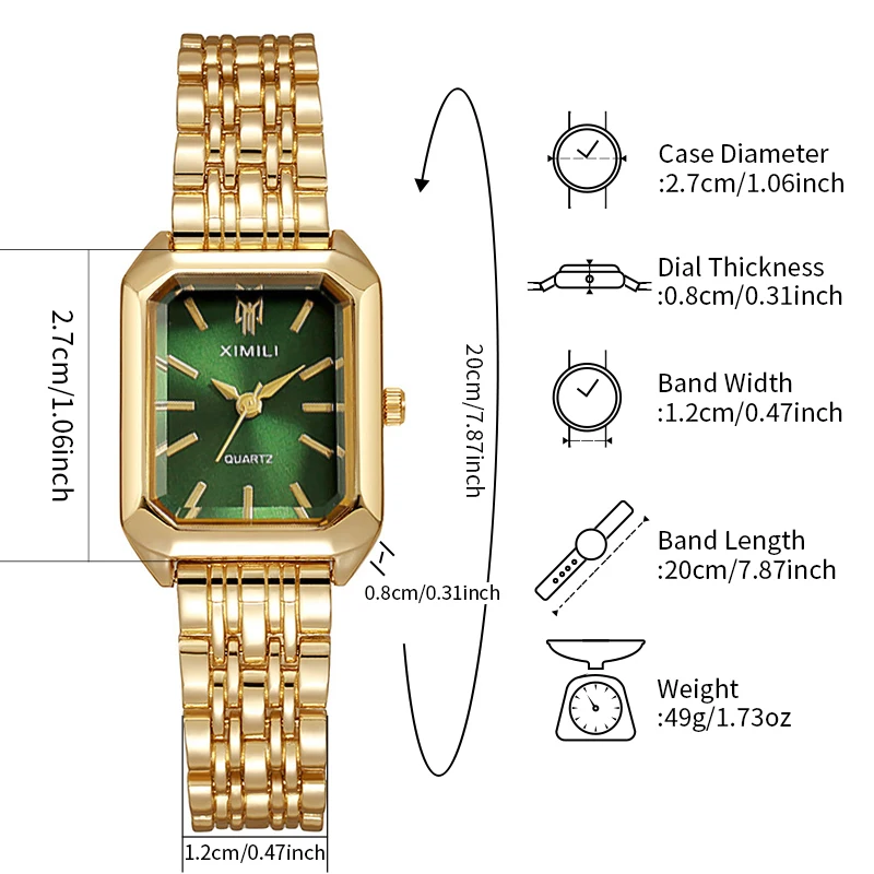 5pcs/set Women's Luxury Exquisite Watch Fashion Retro Quartz Watch With Bracelet Set Gift for Girls (Box Not Included)