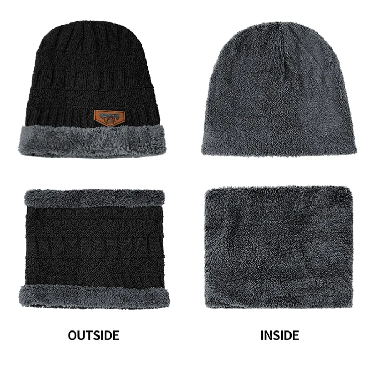 Women Men's Windproof Hat Outdoor Travel Leisure Winter Scarf Gloves Three-Piece Neck One Plus Cashmere Warm Winter Knitted Hat