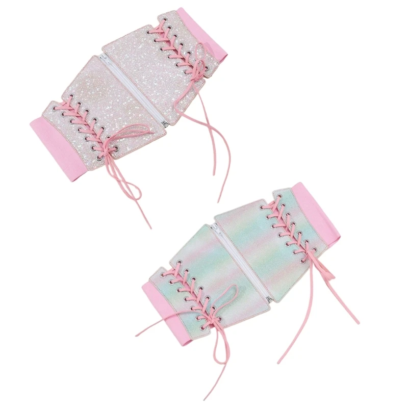 

2023 New Pink Corset Belt For Women Elastic Belt for Dress Wide Dress Belt Lace-Up Corset Underbust Waist Cinchs Belt Sequin