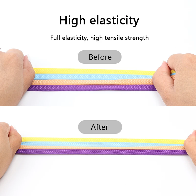 Elastic Sneaker Laces with Cross Lock 8MM Wide Flats No Tie Shoelaces for Kids Adults Perfect Running Walking Rubber Shoelace