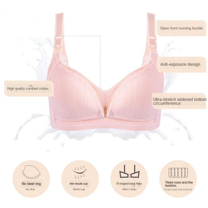 New Cotton Nursing Bra Natural Color Summer Breathable Breastfeeding Bras for Women Maternity Bra Plus Size Pregnancy Clothes 3