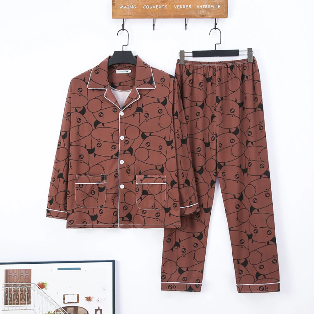 Cartoon Print Kawaii Pajamas for Men Spring Summer Trendyol Men's Suit Loose Cozy Pajama Sets Pyjama Night Clothes pijama hombre