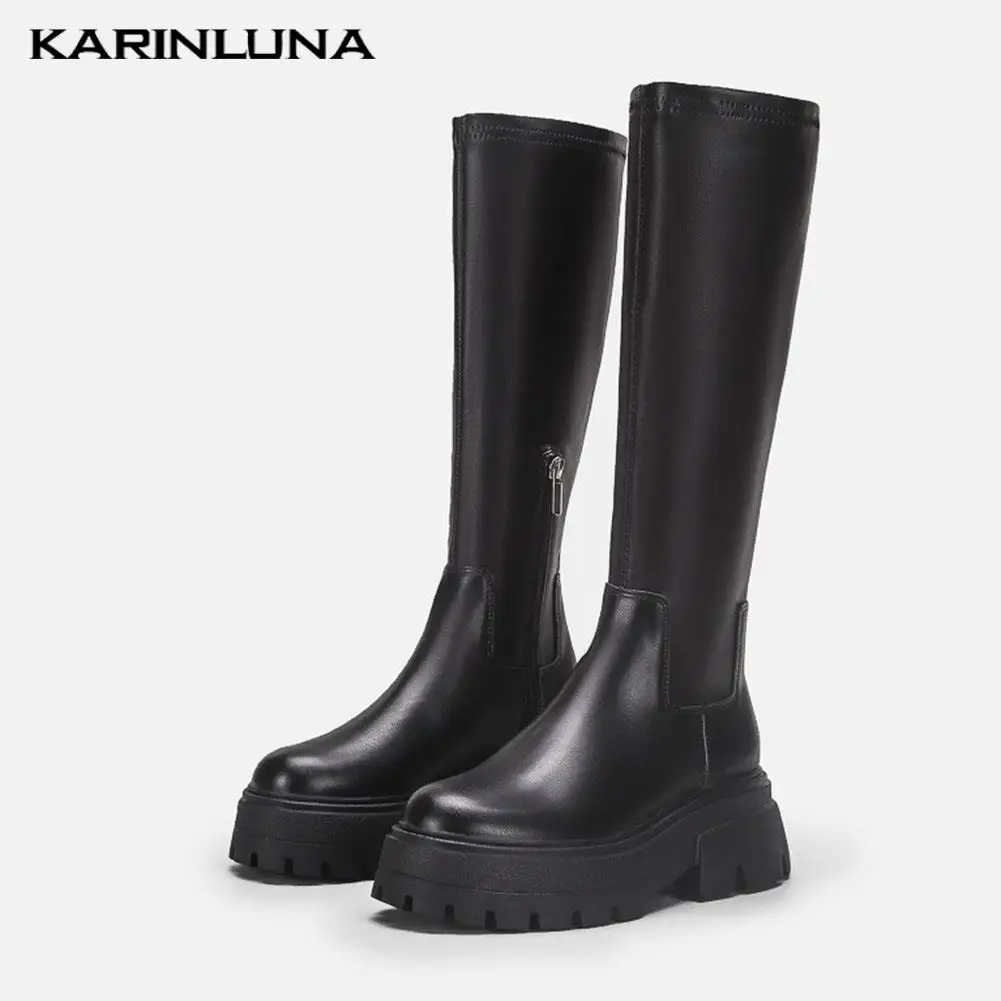 

Brand Design Platform Motorcycle Boots 2022 Winter Cool Chunky Heel Platform Women Knee-high Boots Shoes Great Quality