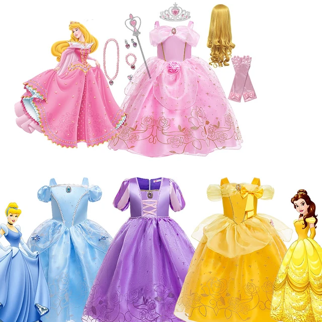 Robe princesse aurore pour filles, Costume d'halloween, vêtements de fête  d'anniversaire pour enfants, Robe de belle au bois dormant - AliExpress