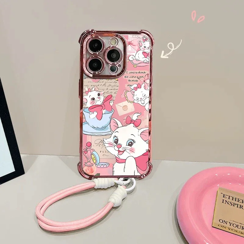 Cute Mary Cat Plating Clear Phone Case Cover