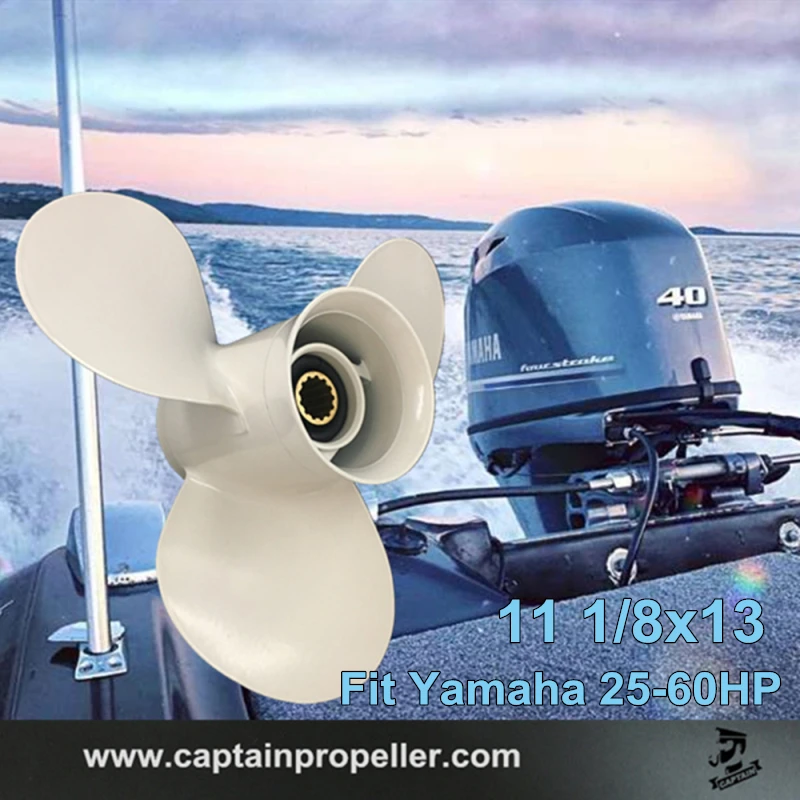 Captain Outboard Propeller 11 1/8x13-G Fit Yamaha Engine 40HP 48HP 50HP 55HP F30 F60HP Marine Boat Aluminum Propeller 13 Spline